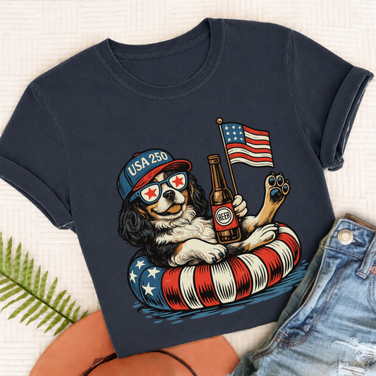 Custom Cavalier 4th of July Floatie Unisex TShirt Navy