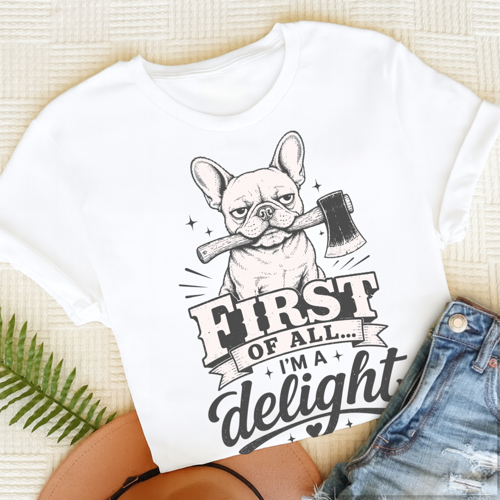 French Bulldog Funny Delight Unisex TShirt White