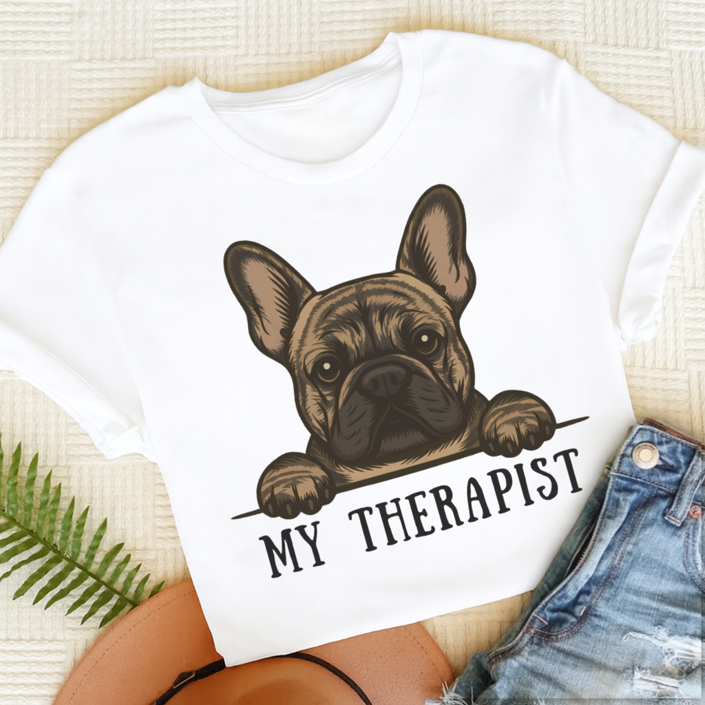 Custom French Bulldog Therapist Unisex Tshirt White