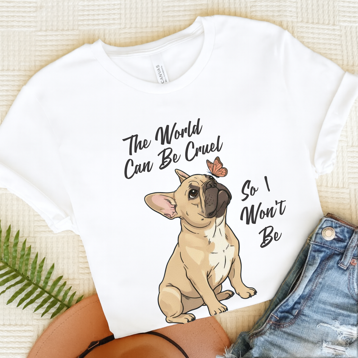 Cruel World Fawn Frenchie Tshirt White
