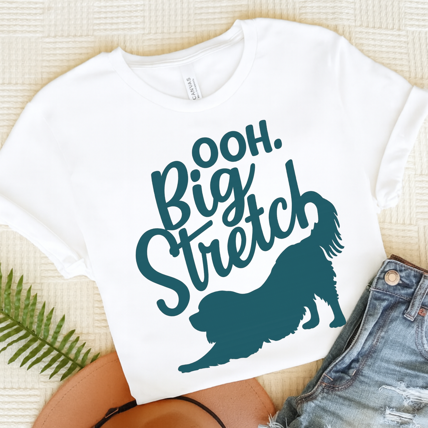 Cavalier King Charles Big Stretch TShirt White