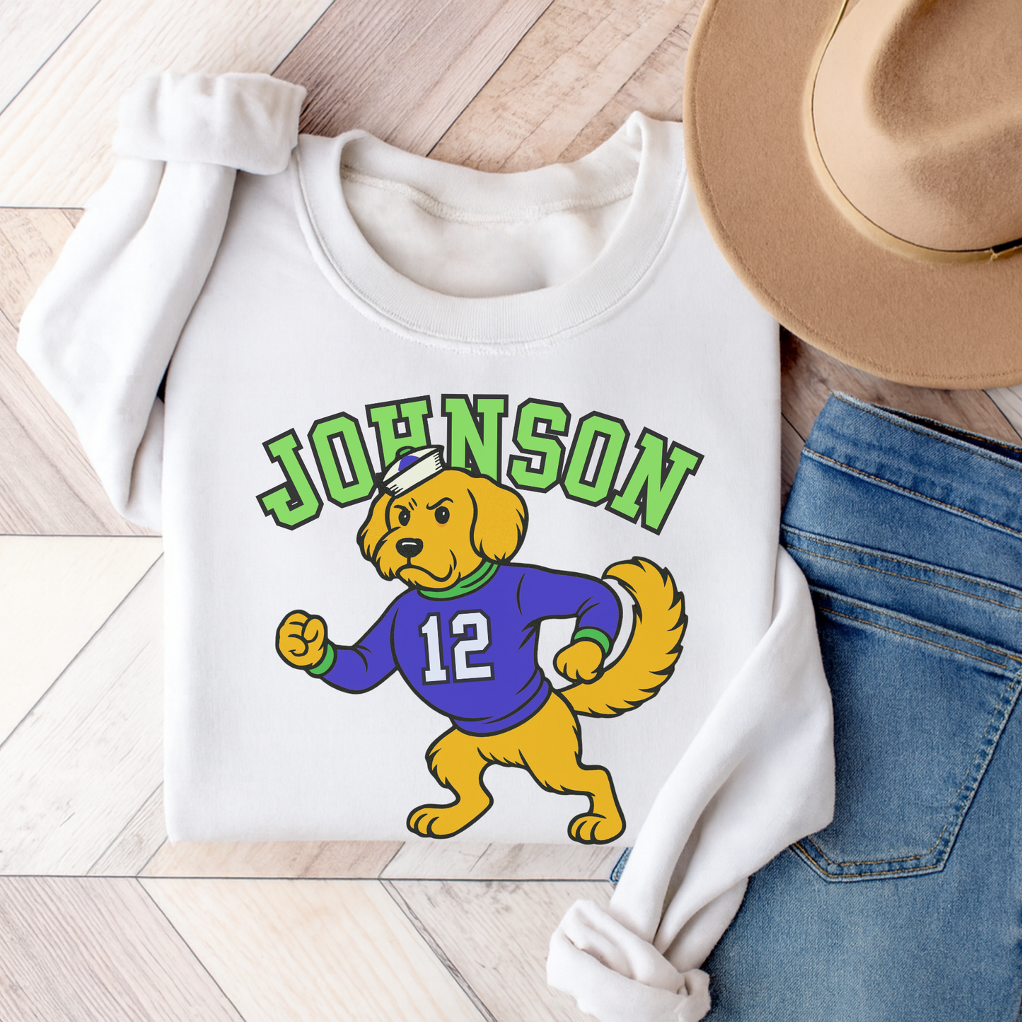 Golden Retriever College Mascot Sweatshirt White