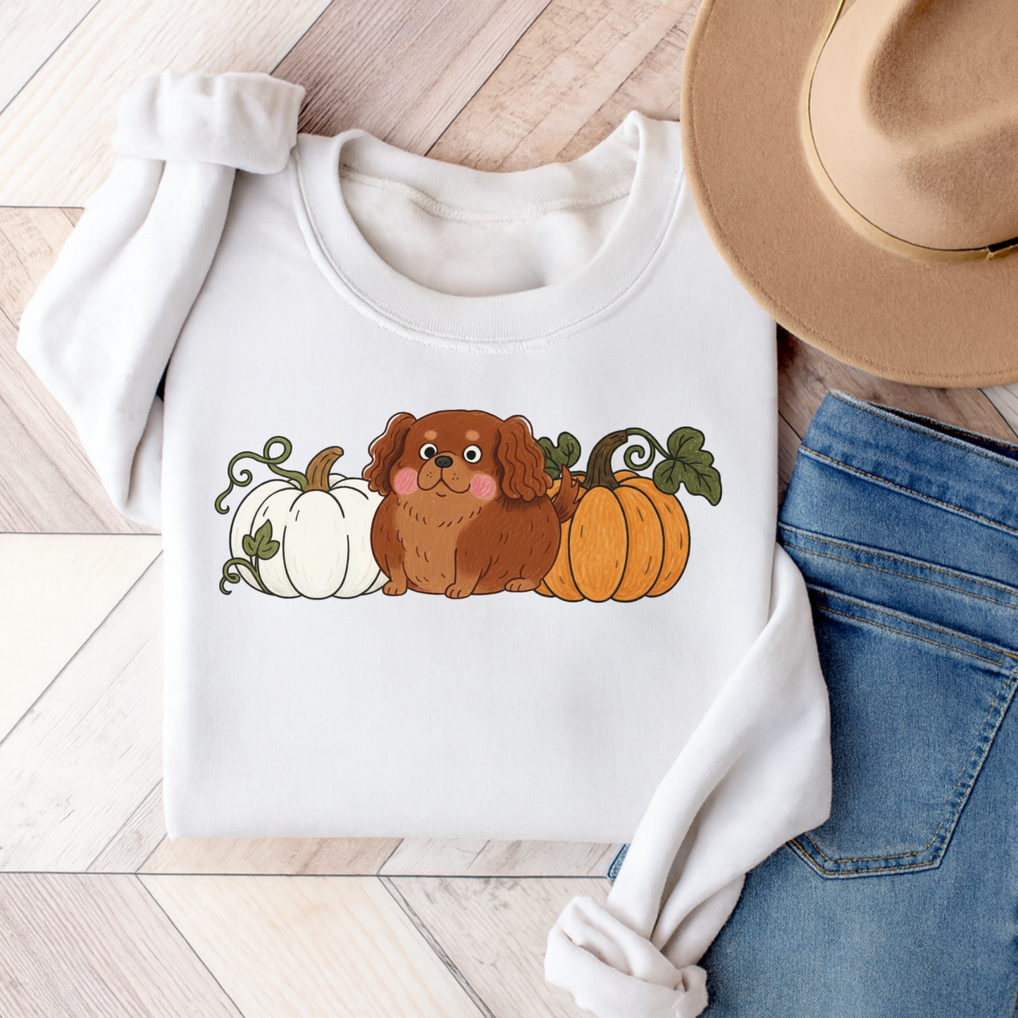 Ruby Cavalier Pupkin Unisex Sweatshirt White