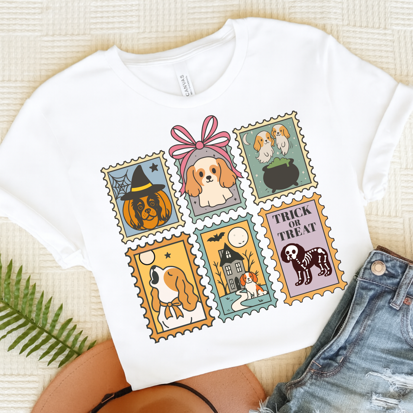 Blenheim Cavalier Spooky Stamps TShirt