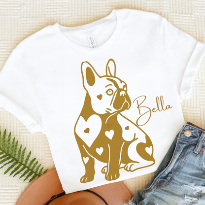French Bulldog Heart Dog TShirt White
