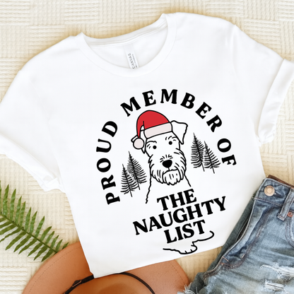 Airedale Terrier Naughty List TShirt White