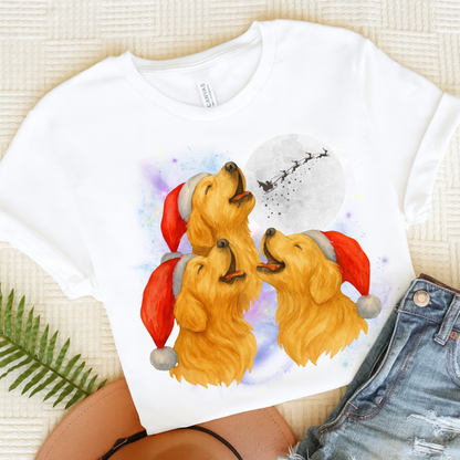 Golden Retriever Christmas Howliday TShirt White