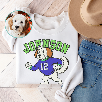 Custom College Mascot Mutt Sweatshirt White