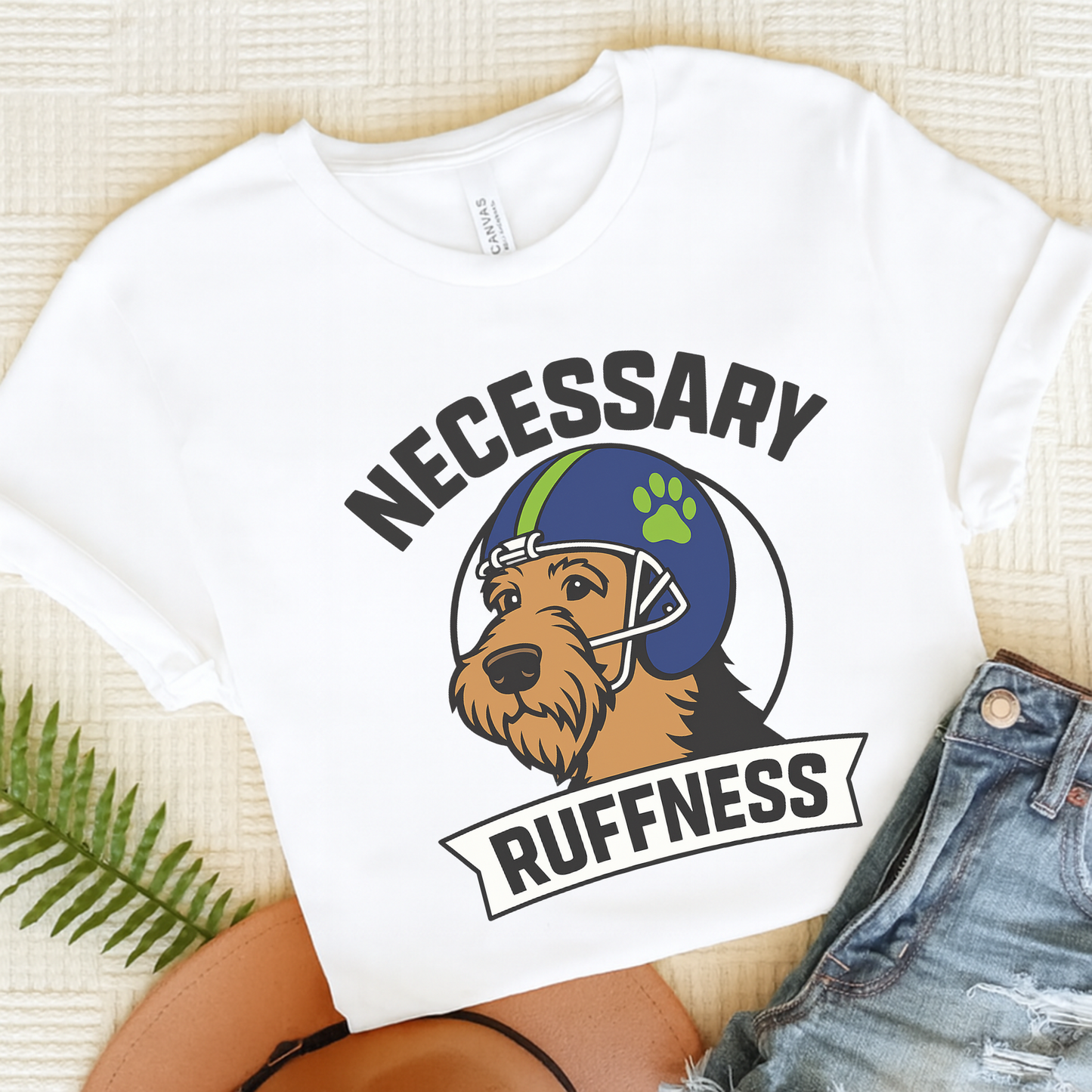 Airedale Terrier Football Tshirt White