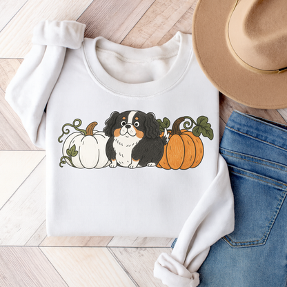 Tricolor Cavalier Pupkin Unisex Sweatshirt White