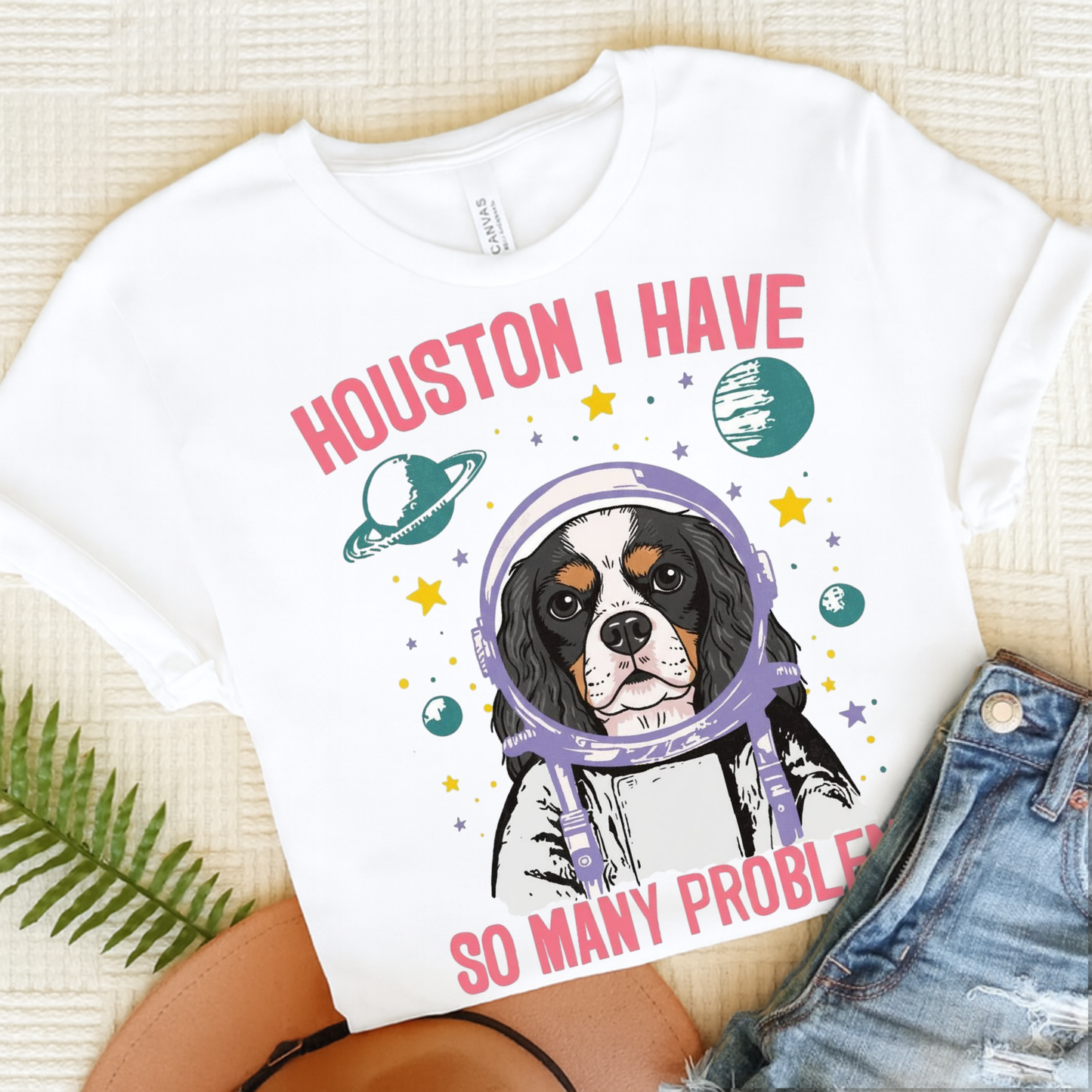 Tricolor Cavalier Houston Space TShirt White