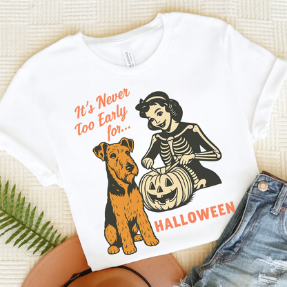 Airedale Terrier Early Halloween TShirt White