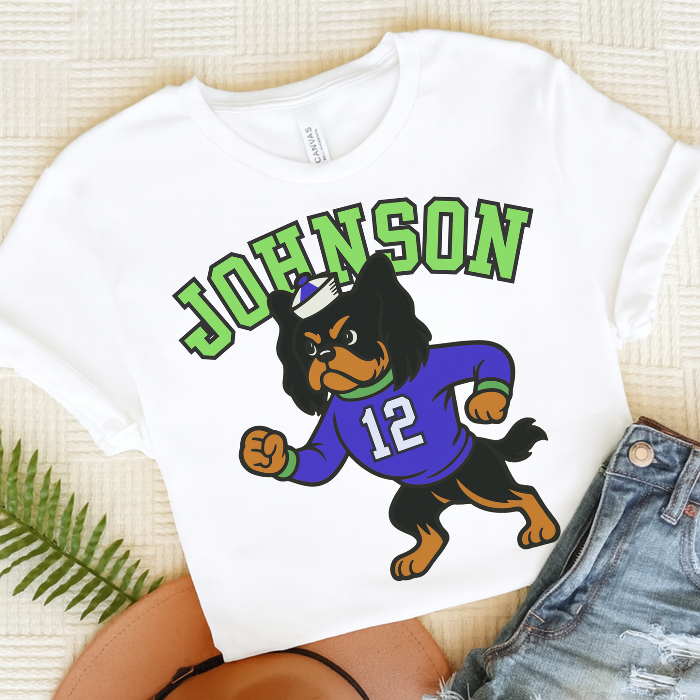 Black Tan Cavalier College Mascot TShirt White