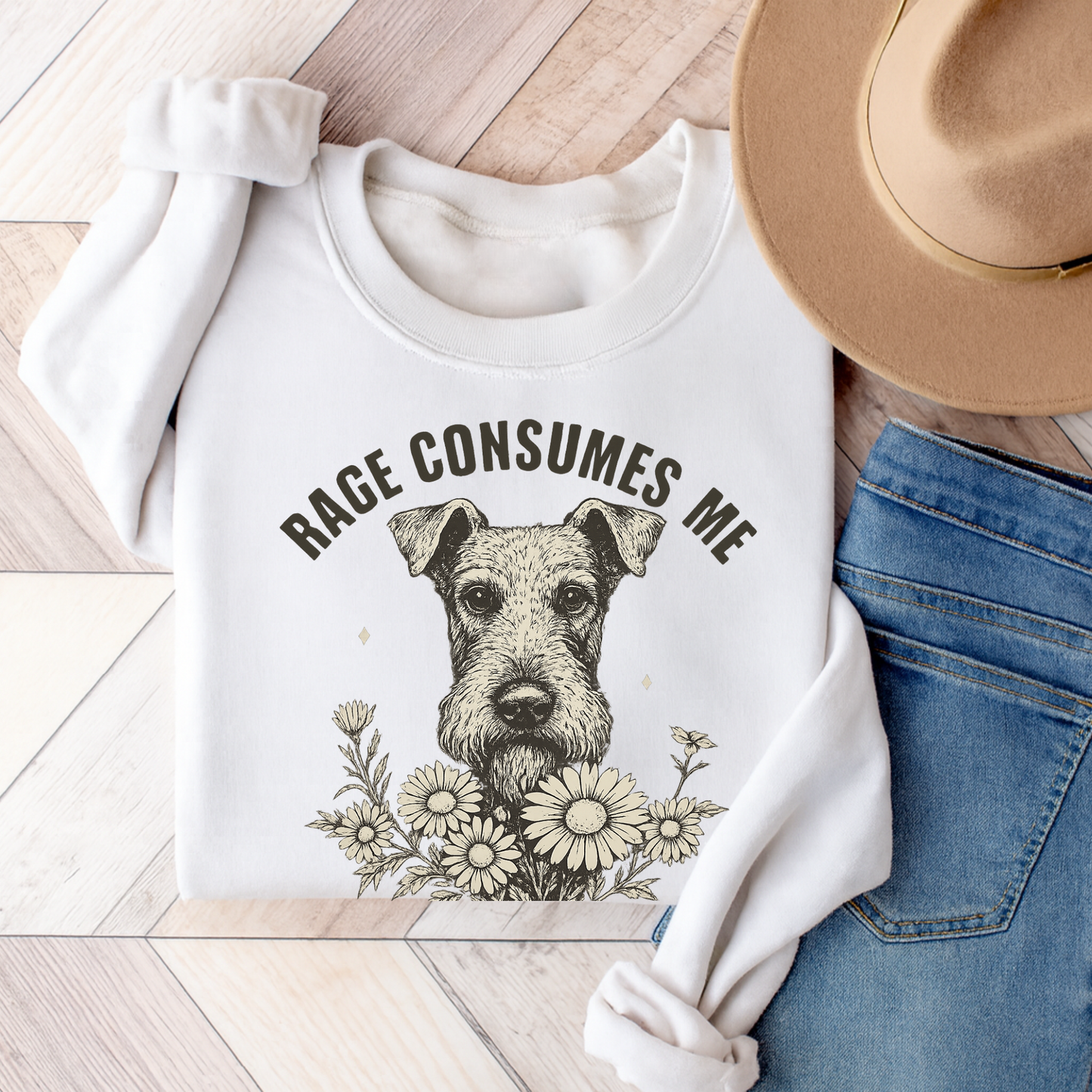 Airedale Terrier Rage Sweatshirt White