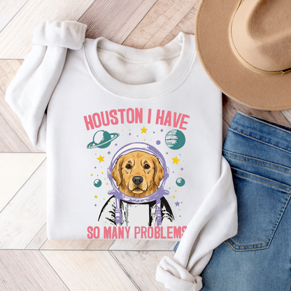 Golden Retriever Houston Space Sweatshirt White