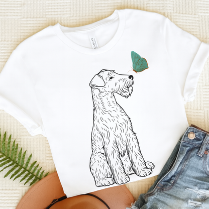 Airedale Terrier Butterfly TShirt White
