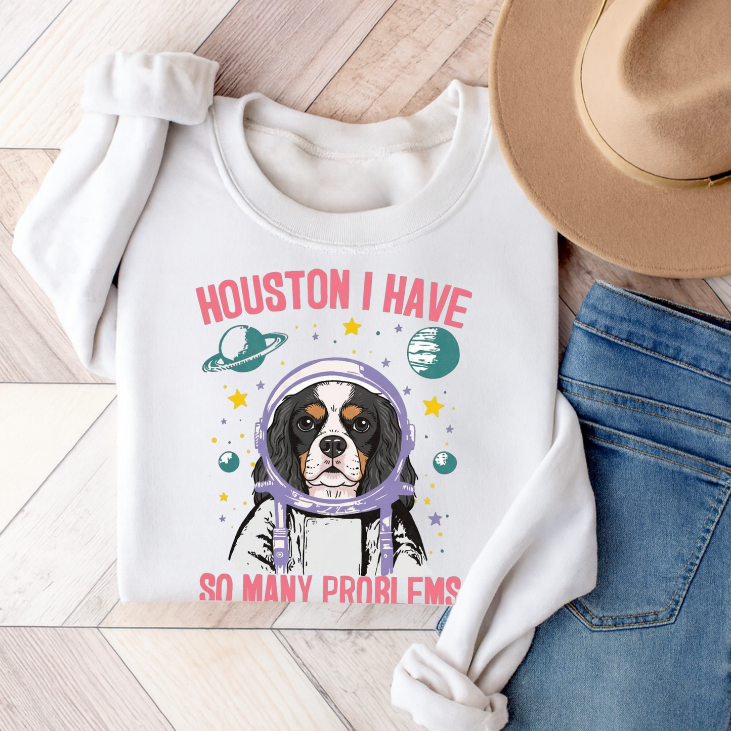 Tricolor Cavalier Houston Space Sweatshirt White