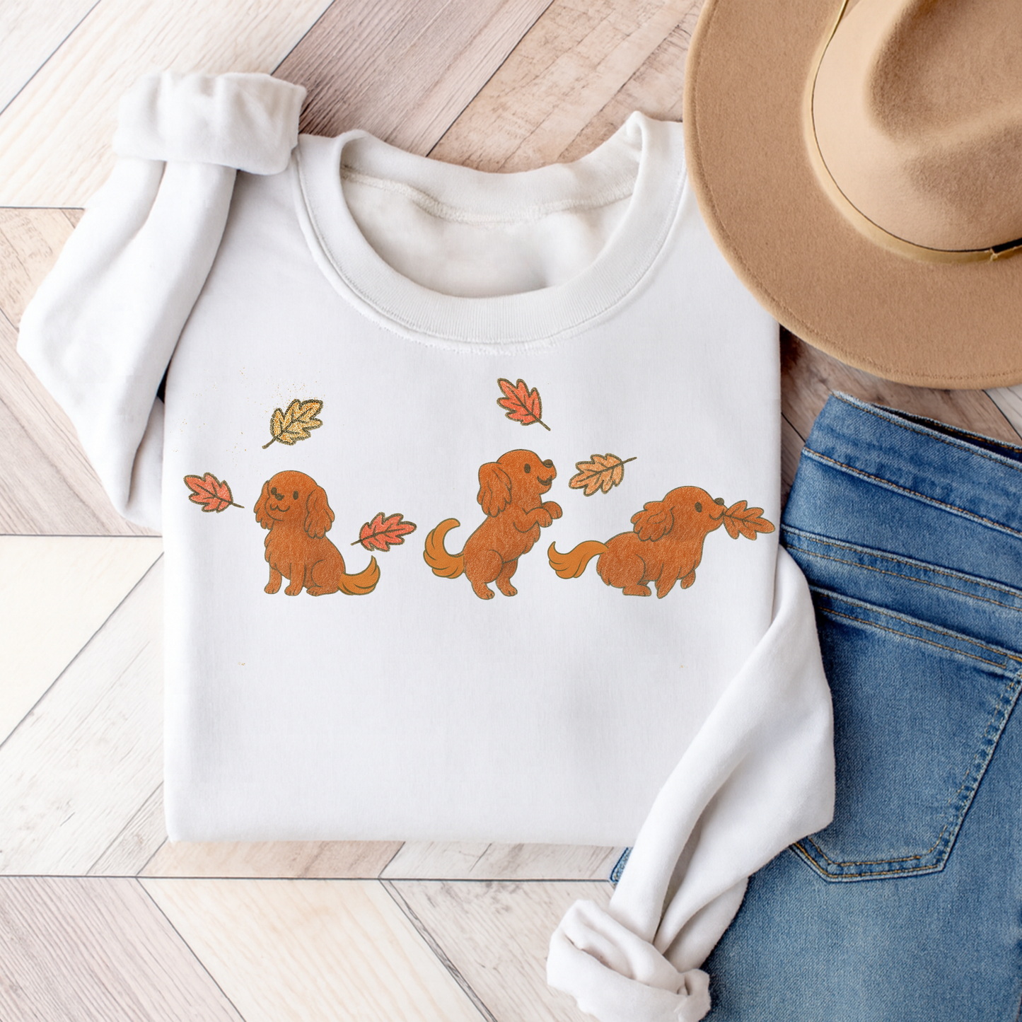 Ruby Cavalier Chasing Leaves Sweatshirt White