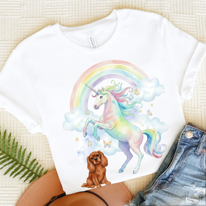Ruby Cavalier Watercolor Unicorn Tshirt White