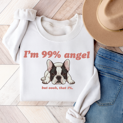 Piebald Frenchie Angel 99% Sweatshirt White
