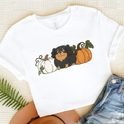 Black Tan Cavalier Pupkin Unisex Tshirt White