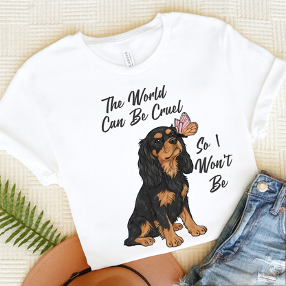 Cruel World Black Tan Cavalier Tshirt White