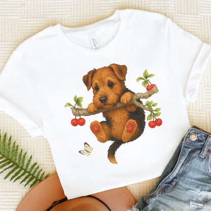 Airedale Terrier Hang In There Tshirt White