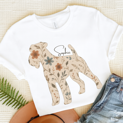 Airedale Terrier Floral Silhouette TShirt White