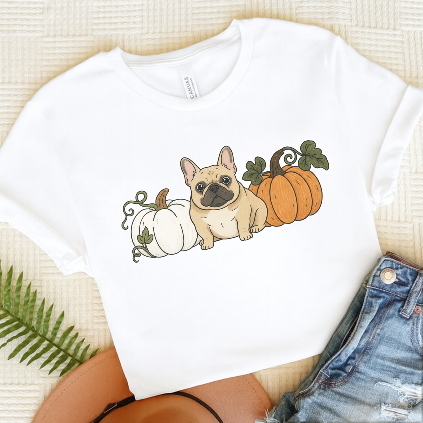 Fawn Frenchie Pupkin Unisex Tshirt White