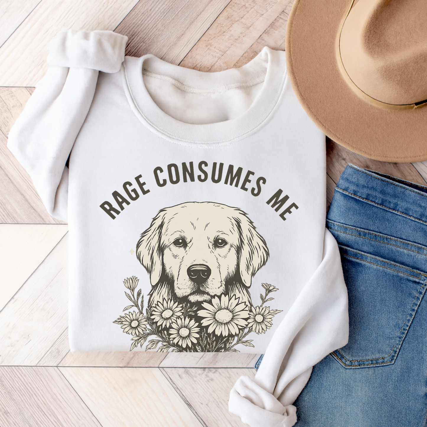 Rage Golden Retriever Sweatshirt White