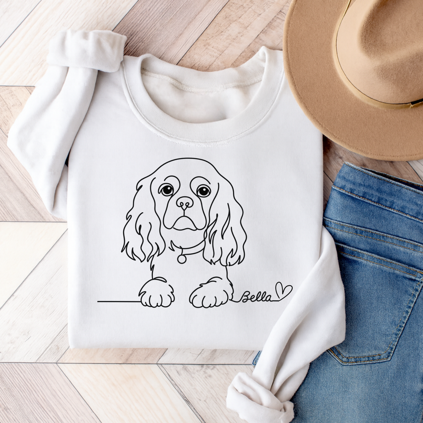 Single Line Name Cavalier Sweatshirt White