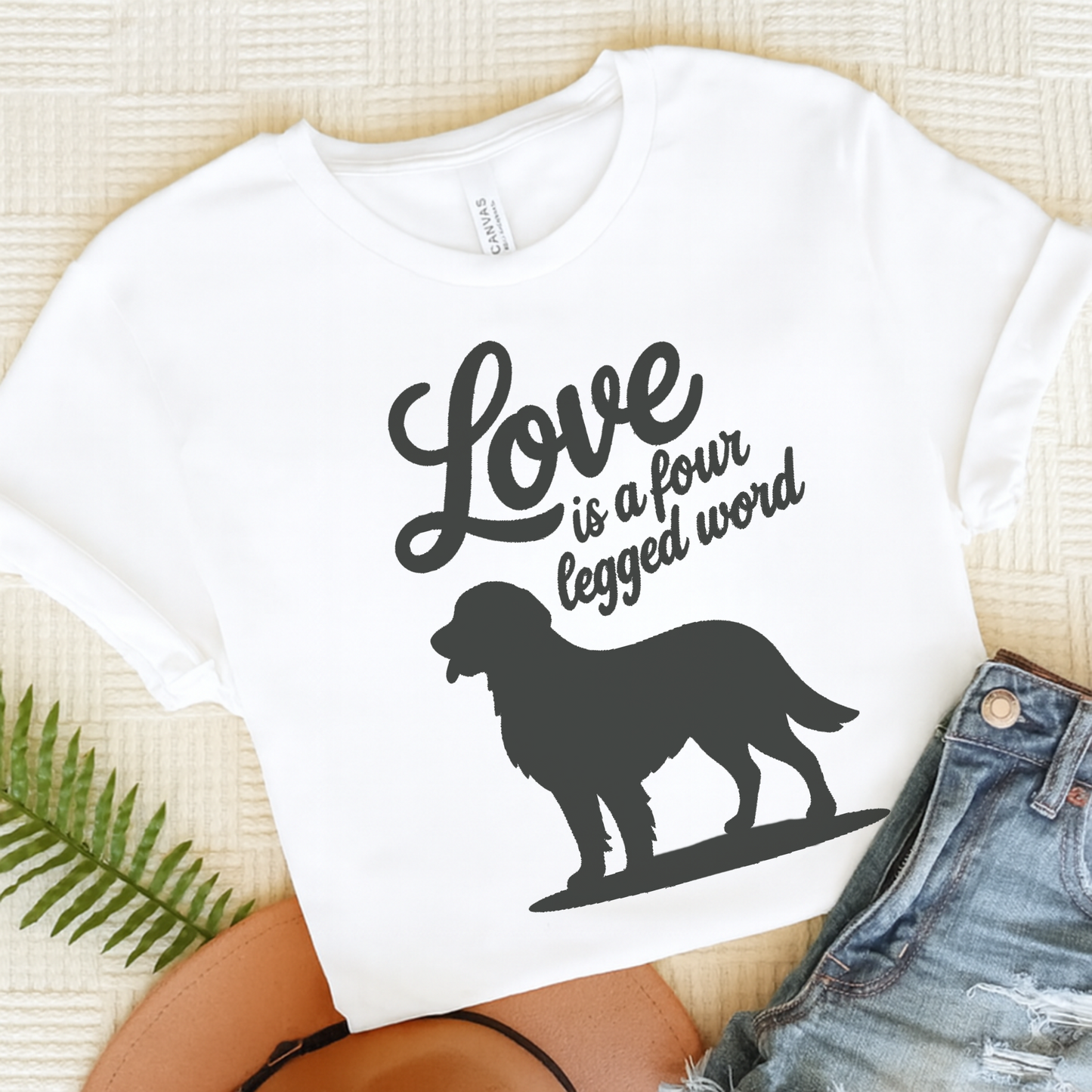 Golden Retriever Four Legged Word TShirt White
