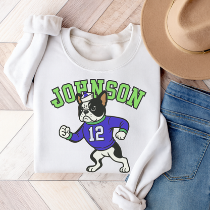 Piebald Frenchie College Mascot Sweatshirt White