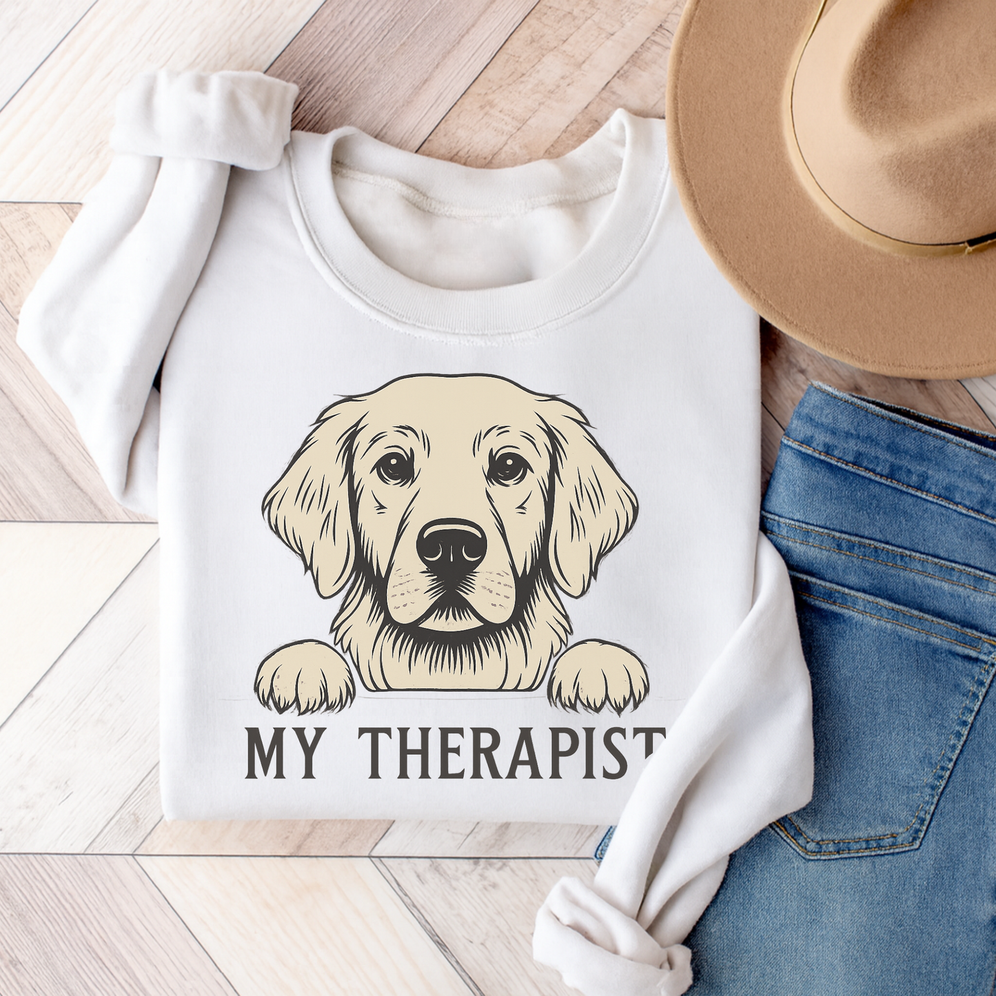 Therapist Golden Retriever Sweatshirt White