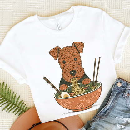 Airedale Terrier Ramen Tshirt White