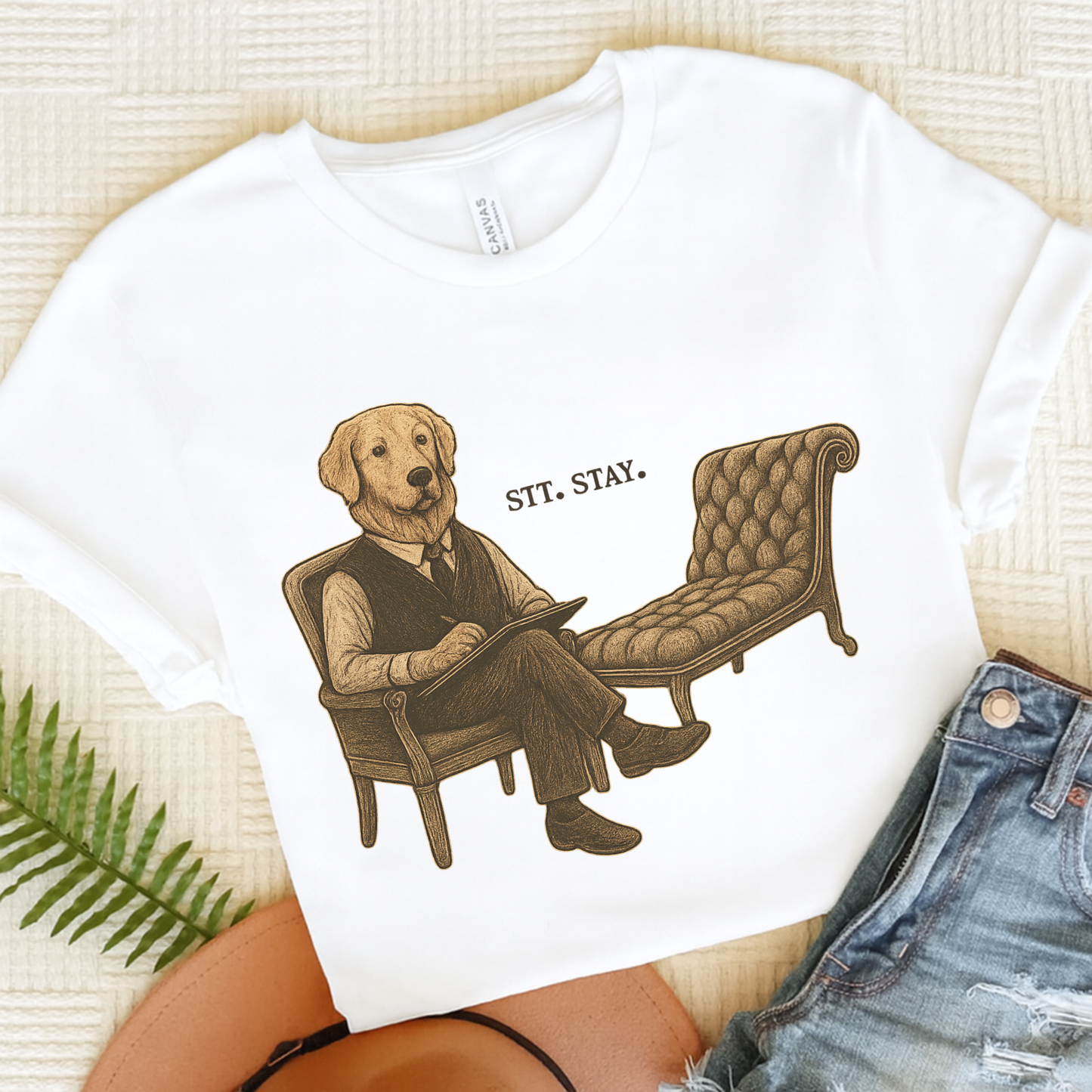 Therapy Golden Retriever Tshirt White