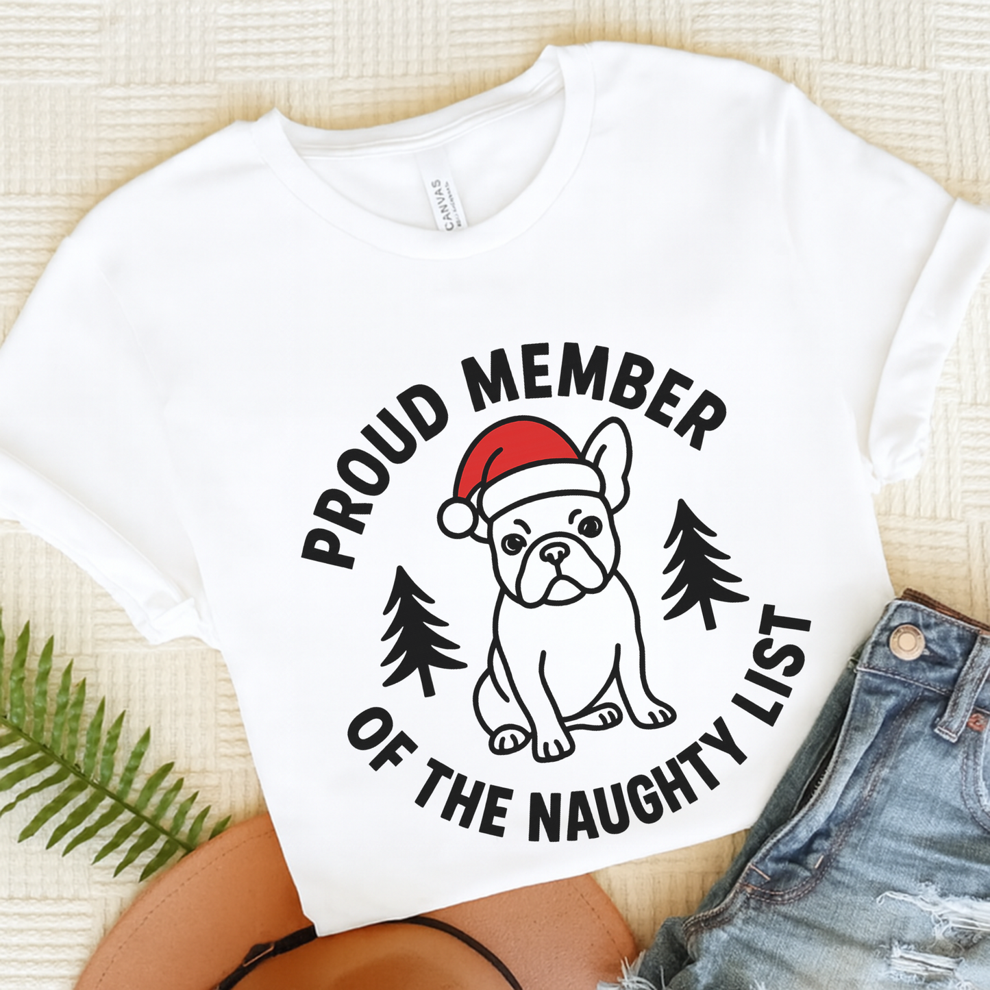 French Bulldog Naughty List TShirt White