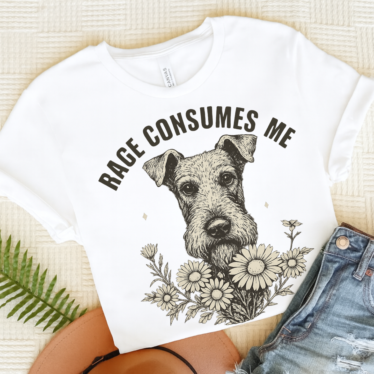 Airedale Terrier Rage Unisex Tshirt White