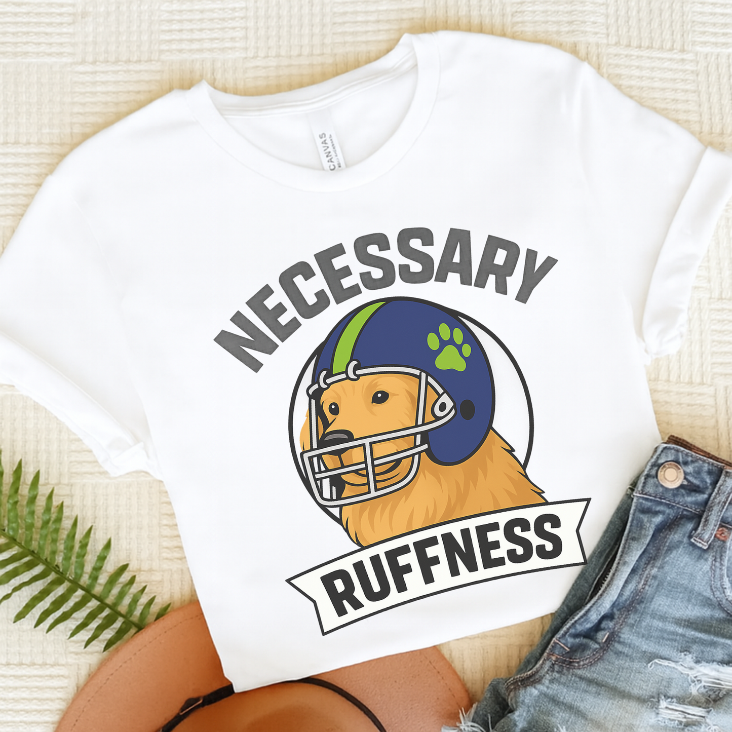 Football Golden Retriever Tshirt White