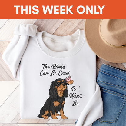 Cruel World Black Tan Cavalier Sweatshirt White