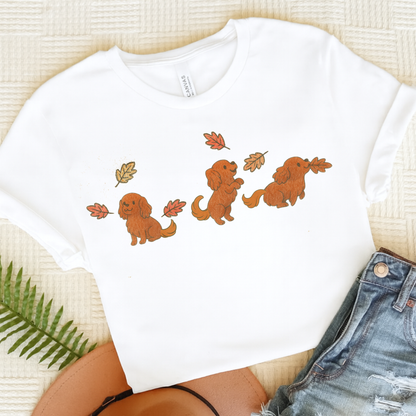 Ruby Cavalier Chasing Leaves TShirt White