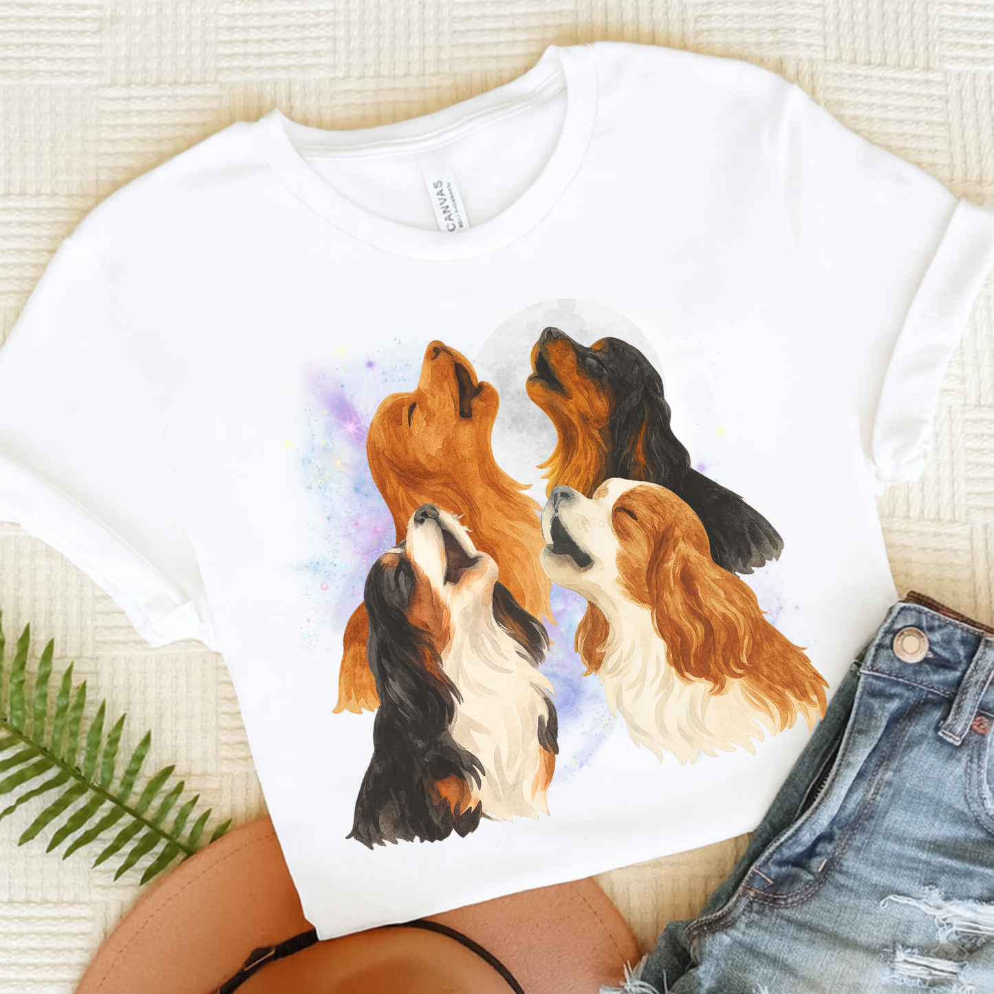 Cavalier King Charles Howling TShirt White