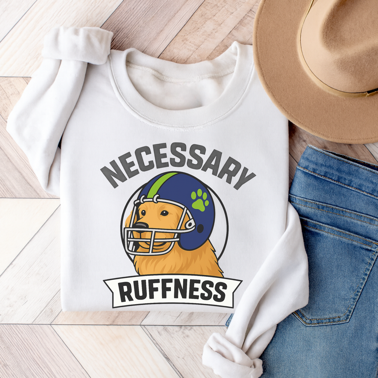 Football Golden Retriever Sweatshirt White