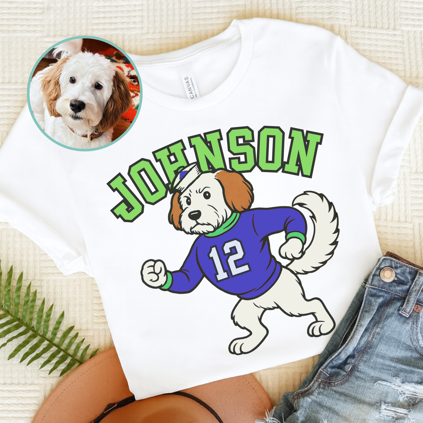 Custom College Mascot Mutt TShirt White