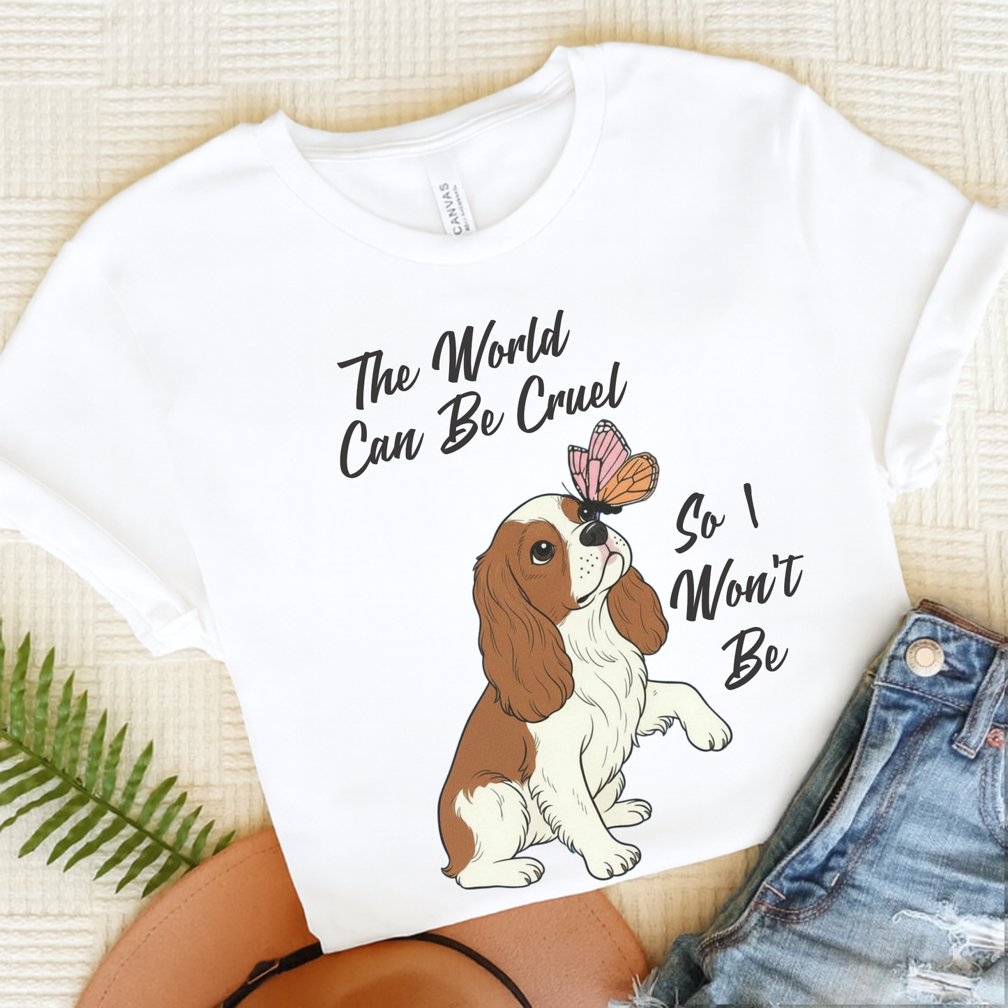 Cruel World Blenheim Cavalier Tshirt White