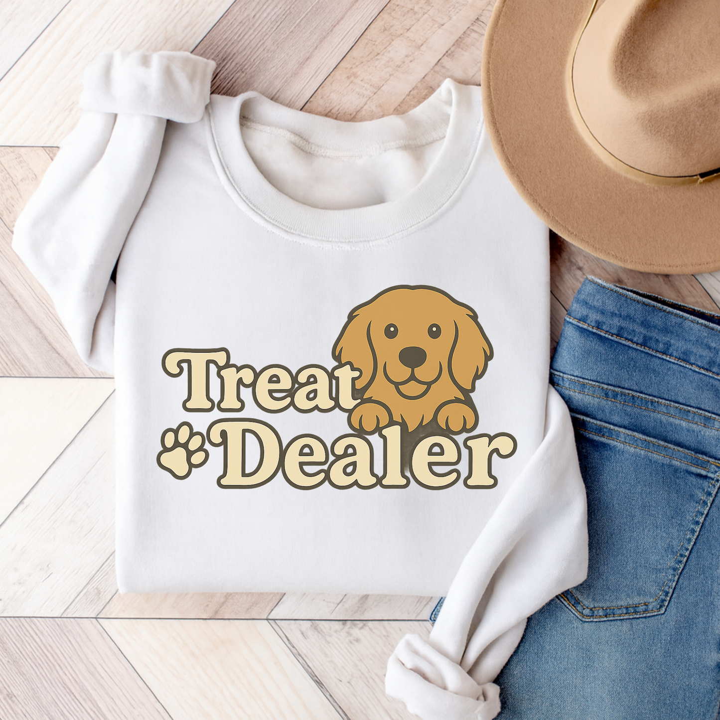 Treat Dealer Golden Retriever Sweatshirt White