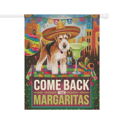 Printify Home Decor 24.5'' × 32'' Airedale Dog Garden Flag, Cinco de Mayo Celebration Fiesta Margarita Mayhem Front Yard Spring Decor Gardener Gift, Dog Mom Dad, Fiesta Flag