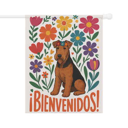 Printify Home Decor 24.5'' × 32'' Airedale Dog Garden Flag, Spanish Front Yard Decor, Outdoor Spring Decoration, Housewarming Welcome, New Home