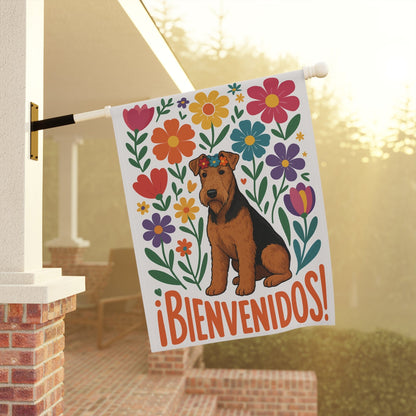 Printify Home Decor Airedale Dog Garden Flag, Spanish Front Yard Decor, Outdoor Spring Decoration, Housewarming Welcome, New Home