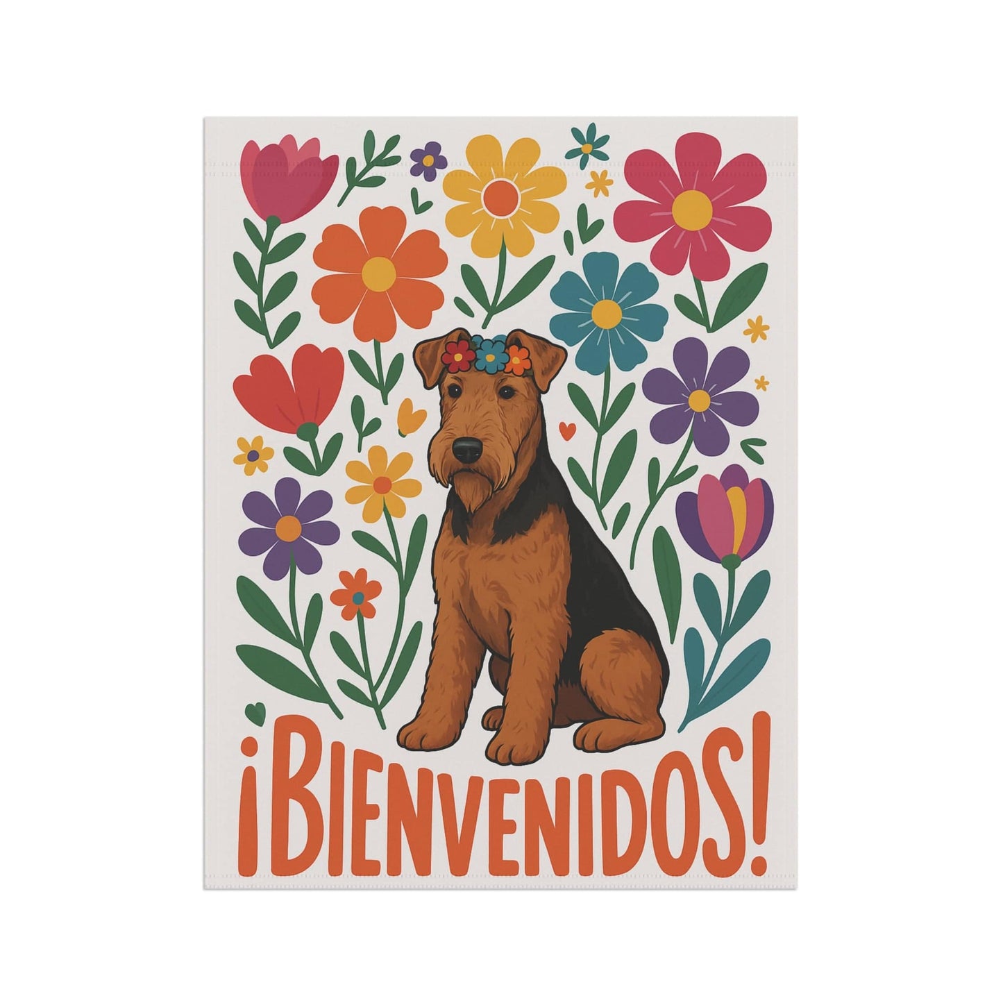 Printify Home Decor Airedale Dog Garden Flag, Spanish Front Yard Decor, Outdoor Spring Decoration, Housewarming Welcome, New Home